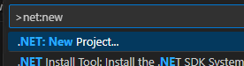 vscode net new project