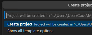 vscode newproject confirm